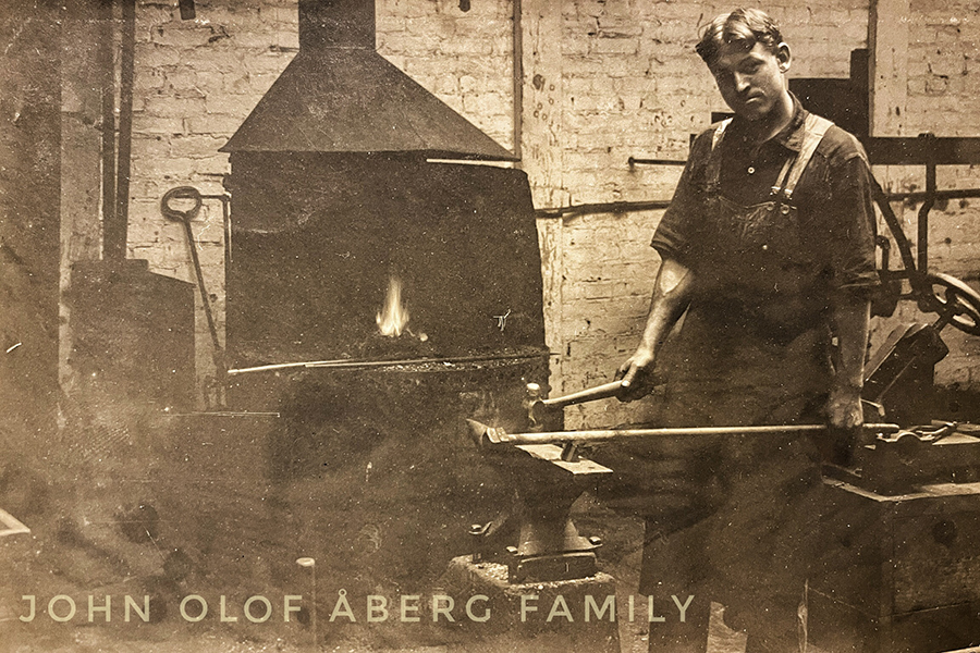 John Olof Oberg at blacksmith forge